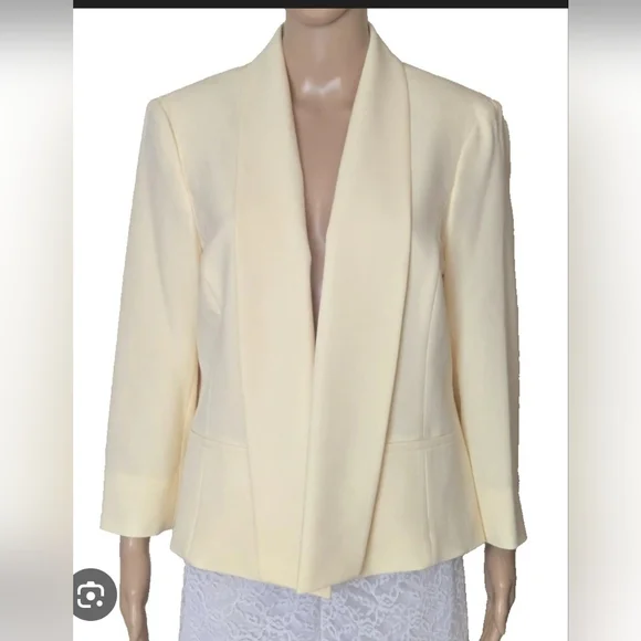 NWOT! Posh Butter Yellow Black Label Formal Women's Lined Open Spring Blazer 10 - Picture 15 of 17